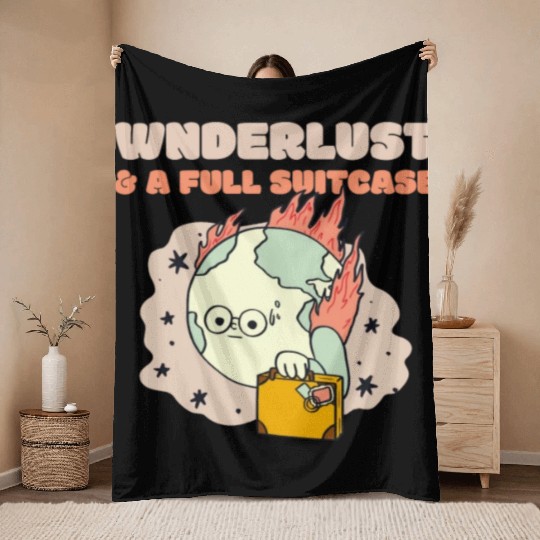 Wanderlust a full suitcase Throw Blankets