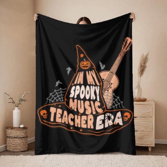 In My Spooky Music Teacher Era Witch Throw Blankets