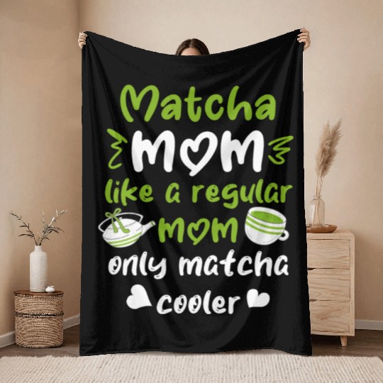 Green Tea Lover Japanese Matcha Latte Drink Matcha Throw Blankets
