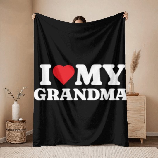 I Love My Grandma Throw Blankets