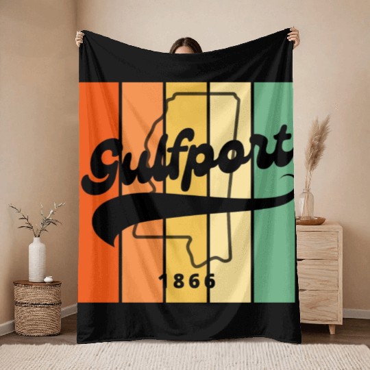 Gulfport Mississippi 1866 Throw Blankets