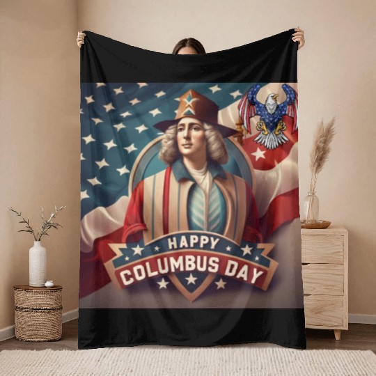 happy columbus day Throw Blankets