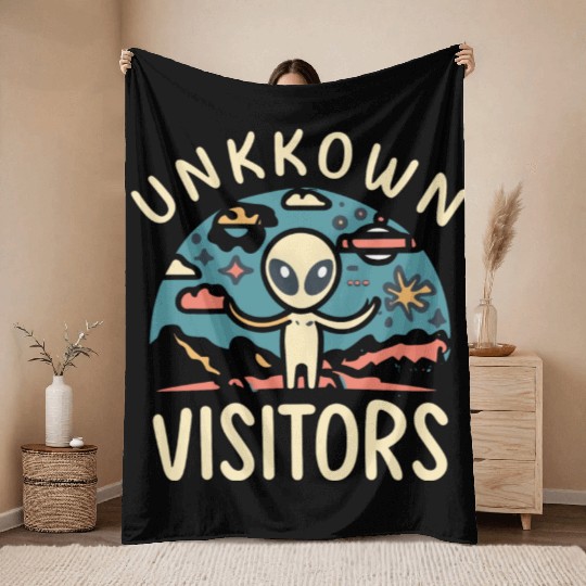 unknown visitors Throw Blankets