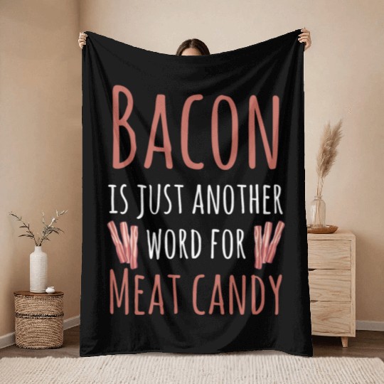 Bacon Meat Candy Throw Blankets