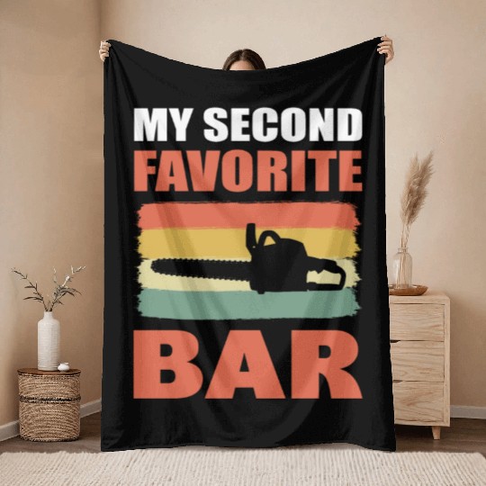 Funny Chainsaw Logger Throw Blankets