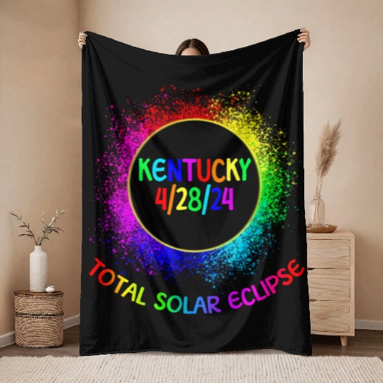 Total Solar Eclipse Kentucky 4/28/24 Kids Eclipse Throw Blankets