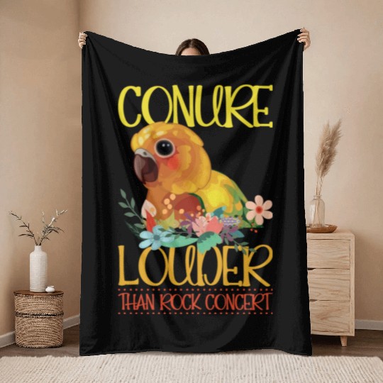 Conure louder than rock concert Throw Blankets