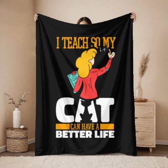 Daycare Teacher Cat Throw Blankets