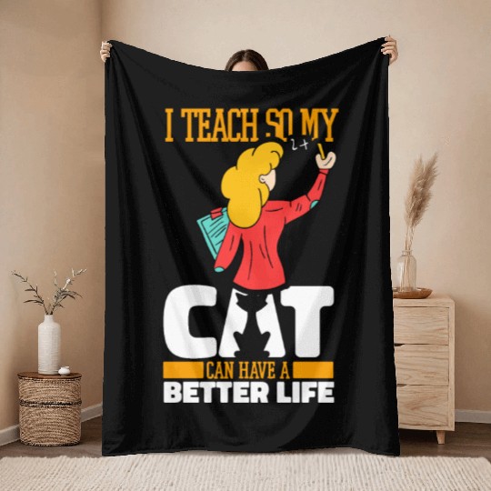 Daycare Teacher Cat Throw Blankets