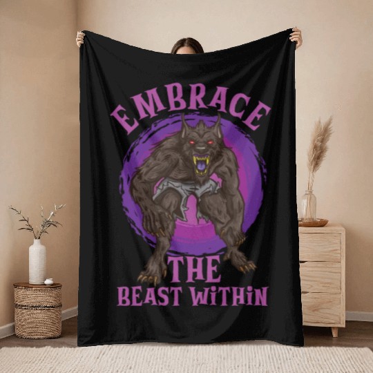 Funny Horror Werewolf Lycanthropy Full Moon Shapes Throw Blankets