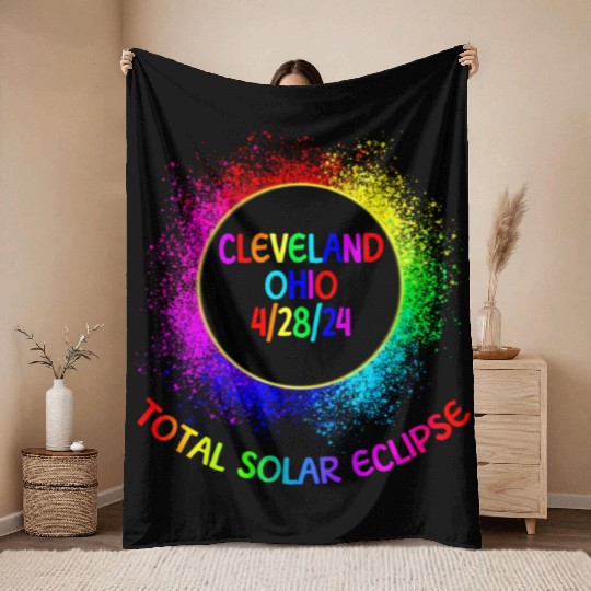 Total Solar Eclipse Cleveland Ohio 4/28/24 Kids Throw Blankets