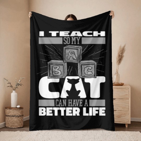 Daycare Teacher Cat Throw Blankets