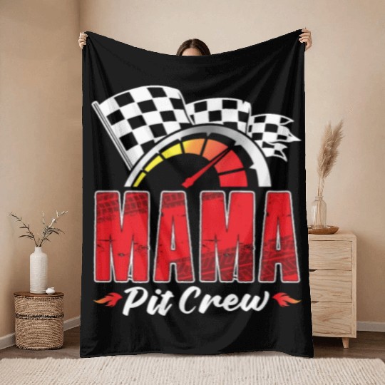 Mama Pit Crew Throw Blankets