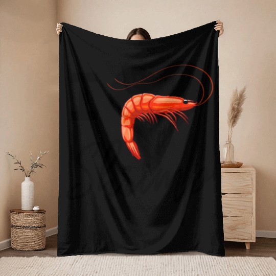 I Love Shrimp Throw Blankets