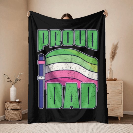 Proud Dad Abrosexual Father's Day Gift LGBTQ Throw Blankets
