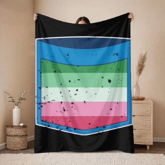 Abrosexual flag breast pocket LGBT Abrosexual Throw Blankets