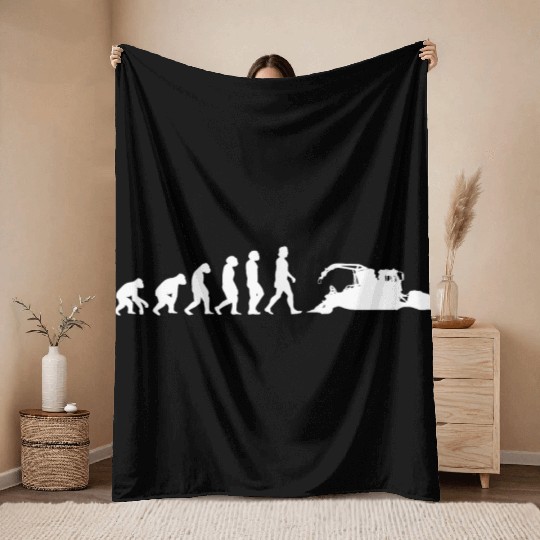 Snow groomer Evolution snow vehicles ski slope Throw Blankets