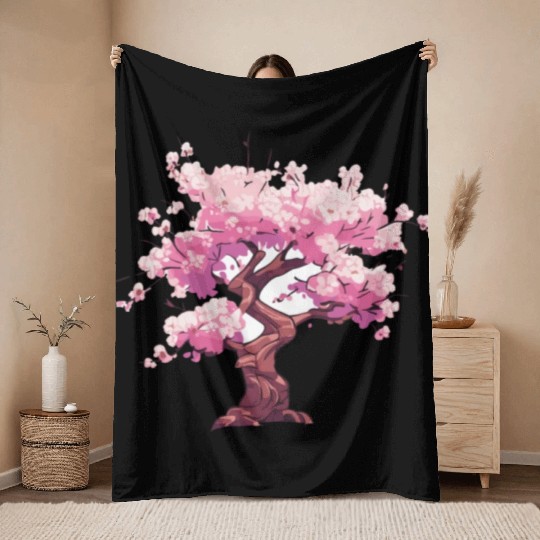 Enchanted Sakura: Blossom Bliss Throw Blankets
