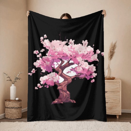 Enchanted Sakura: Blossom Bliss Throw Blankets