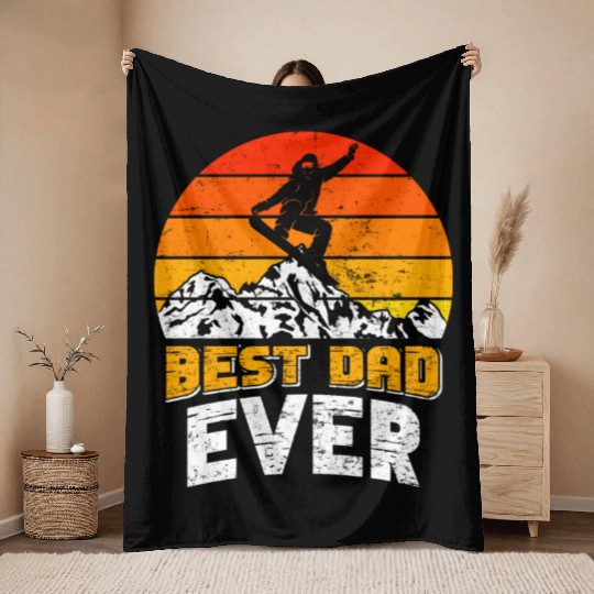 Snowboarder Best Dad Ever Snowboarding Freestyle Throw Blankets
