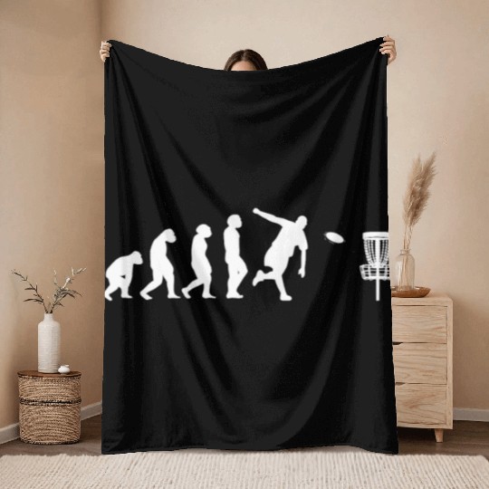 Disc-Golf-Player Disc-Golfing Game Evolution Throw Blankets