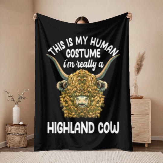 Funny Highland Cow Saying Throw Blankets