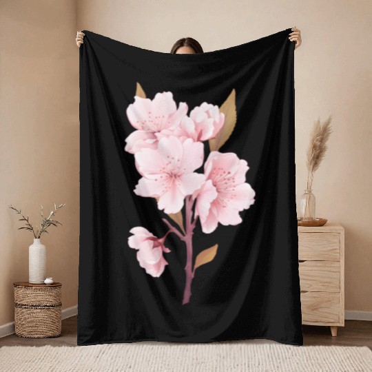 sakura Throw Blankets