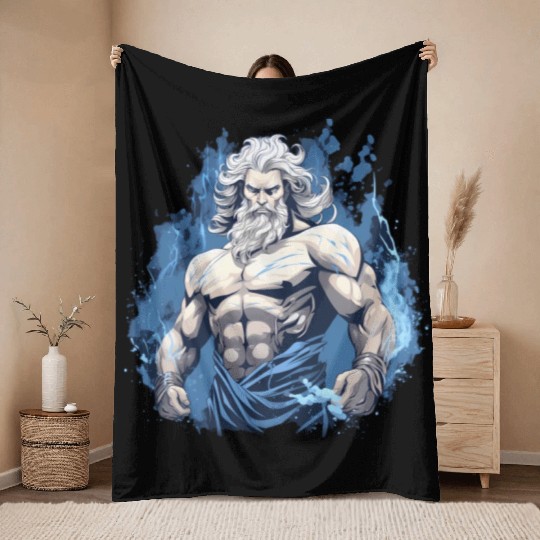 Zeus' Thunderbolt: Godly Gym Dominance Throw Blankets