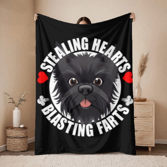 Affenpinscher Comedy Stealing Hearts Blasting Throw Blankets
