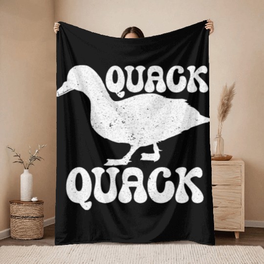 Quack Bird Duckling Silhouette Animal Pet Lover Throw Blankets