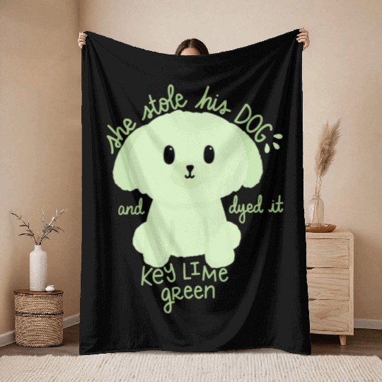 Key Lime Green Dog Throw Blankets