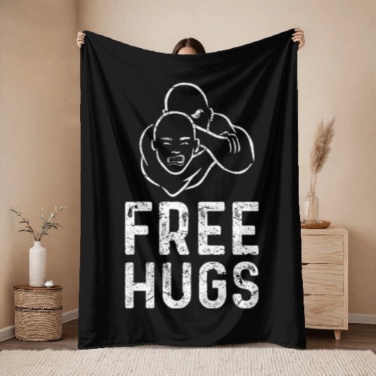 Free Hugs Funny Brazilian Jiu-Jitsu MMA BJJ Throw Blankets