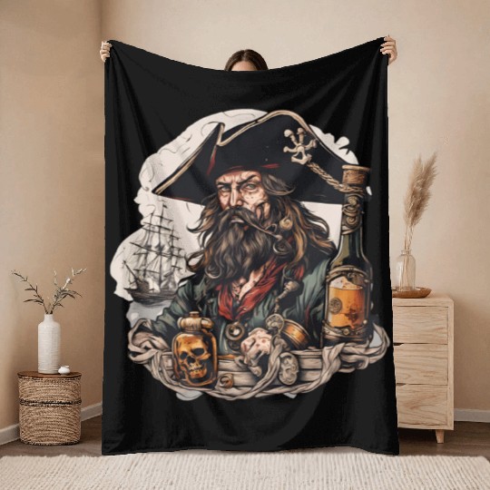 Drunk Pirate / Ahoi / Anchor / Rum / Ship / Boat Throw Blankets