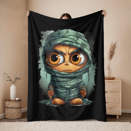 Halloween Spooky Cartoon Mummy Throw Blankets