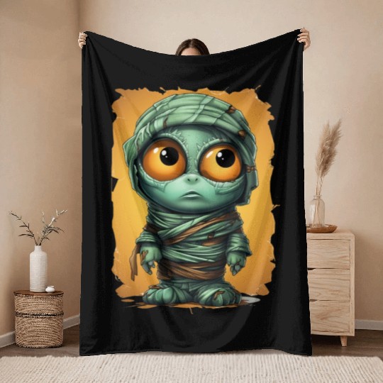 Halloween Spooky Cartoon Mummy Throw Blankets