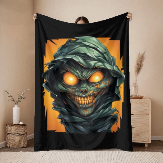 Halloween Spooky Cartoon Mummy Throw Blankets