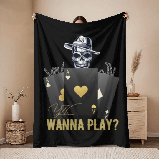 Wanna play skull Throw Blankets