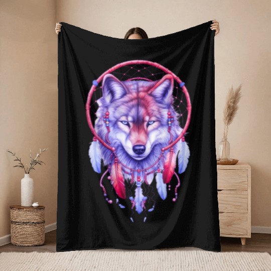 Whimsical Wilderness Wolf Throw Blankets