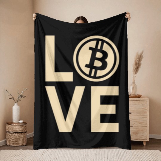Modern Bitcoin Love Design Throw Blankets