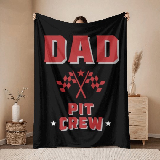 Dad Pit Crew Racing For Daddy Throw Blankets