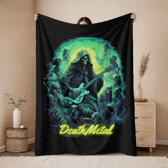 Halloween - Death Metal Rock Throw Blankets