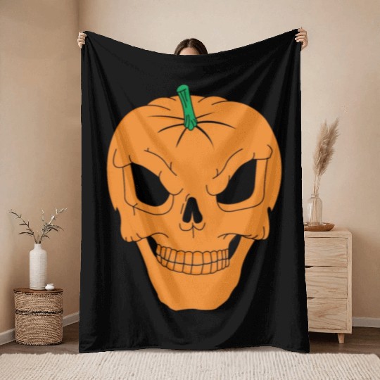 Pumpkin Skull | halloween, trick or treat Throw Blankets