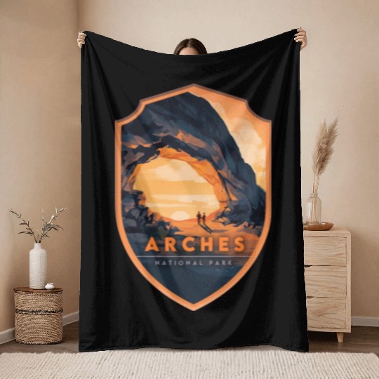Arches National Park Stickers Throw Blankets