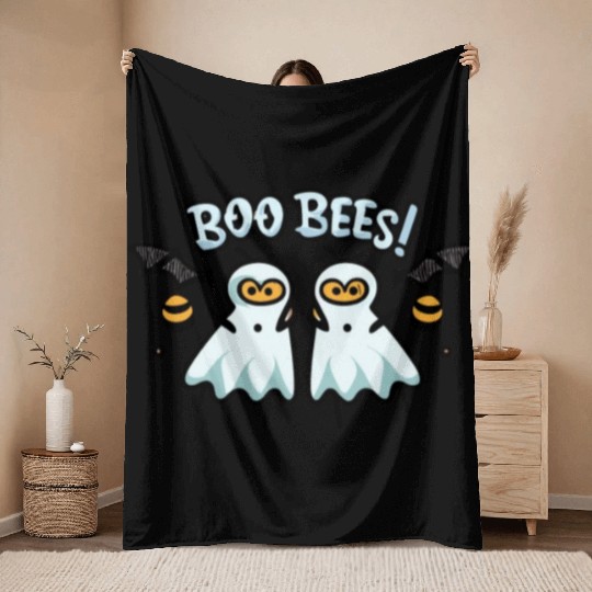 Halloween - Boo Bees Throw Blankets