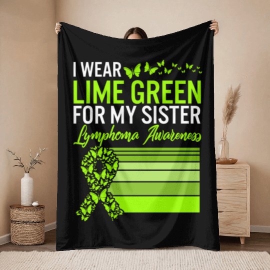 Lymphoma Warrior Throw Blankets, I Wear Lime Green For My