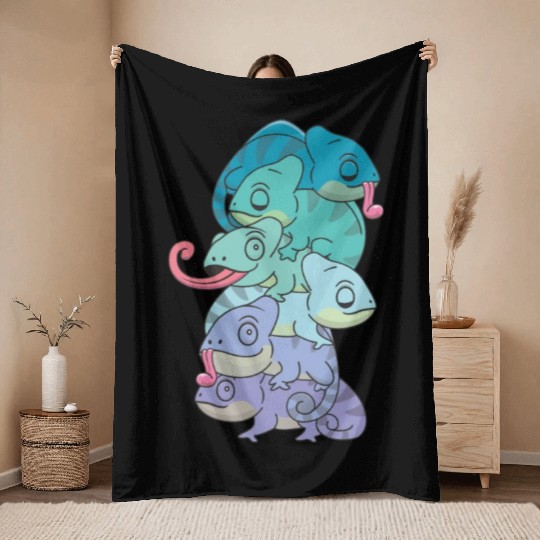 Neptunic Flag Pride Lgbtq Cute Chameleon Pile Throw Blankets