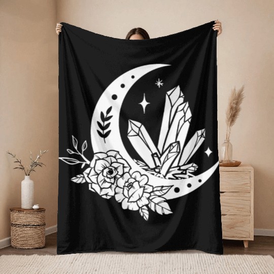 "Crystal Moon Flowers" Throw Blankets