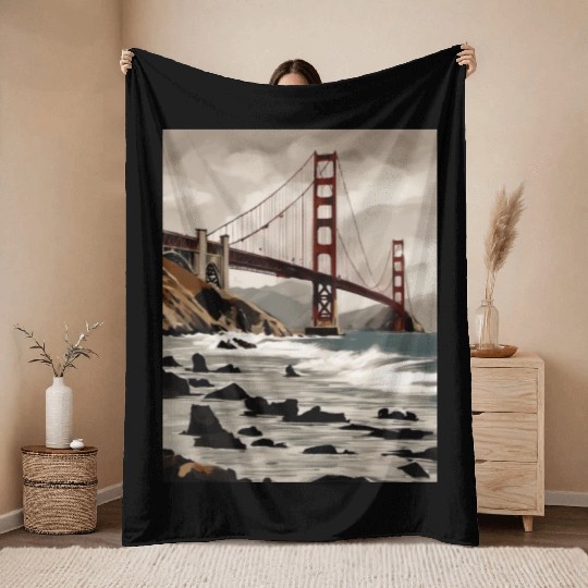 Golden Gate Bridge California Throw Blankets, Golden Gate