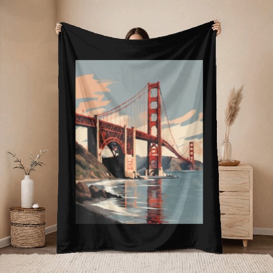Golden Gate Bridge California Throw Blankets, Golden Gate