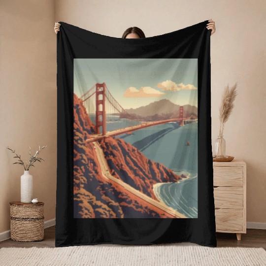 Golden Gate Bridge California Throw Blankets, Golden Gate